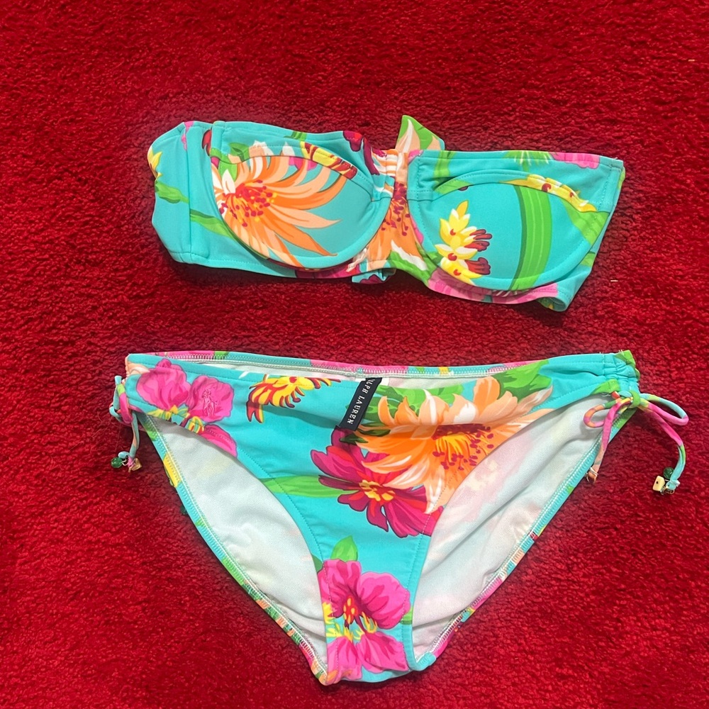 Ralph Lauren Black Label Floral Bikini - Turquoise and Multicolor
